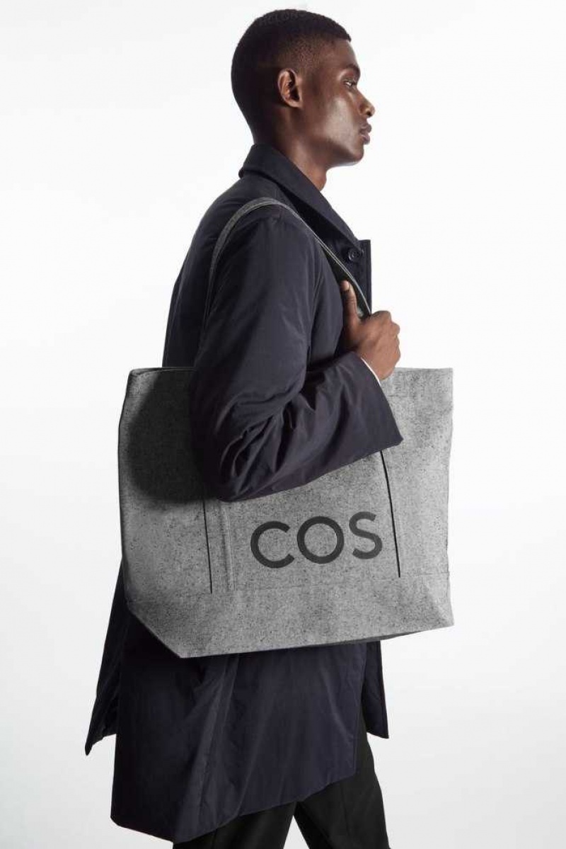 COS Cos Utility Tote - Canvas Taschen Herren Dunkelgrau | 4096-VIRZB