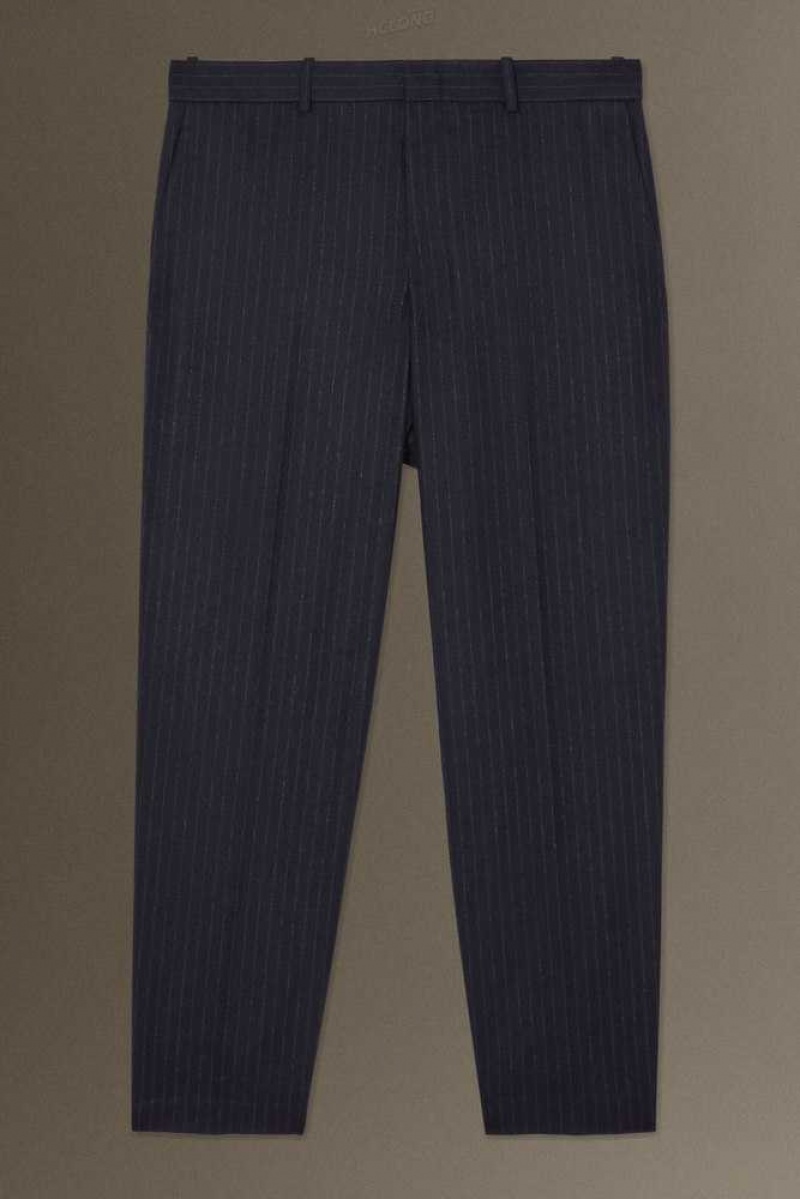 COS Cropped Pinstriped Wolle Trousers - Gerade Anzughosen Herren | 5687-BMFTR