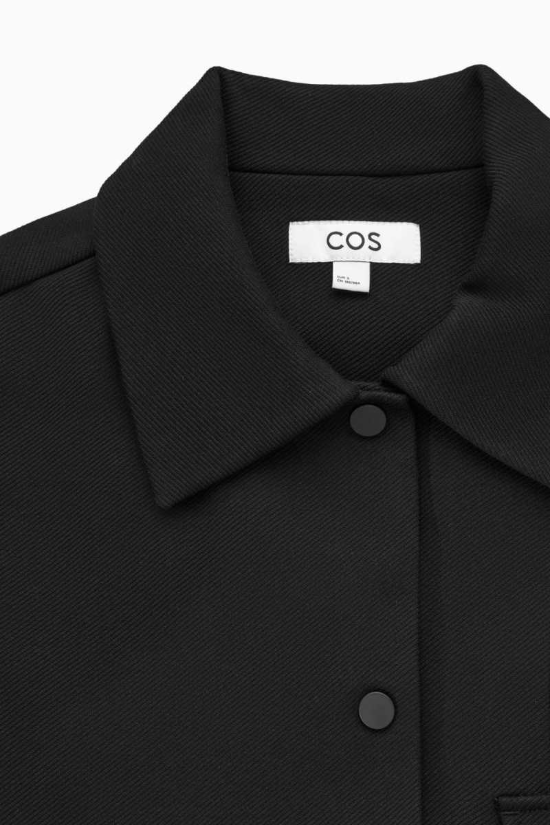 COS Cropped Twill Jacken Damen Schwarz | 1632-UAEYC