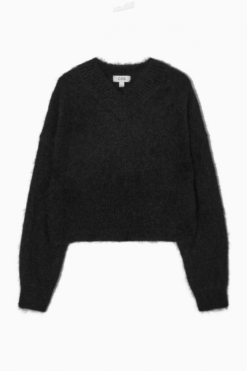 COS Cropped V-Neck Mohair Jumper Strickwaren Damen | 7810-TVXIB