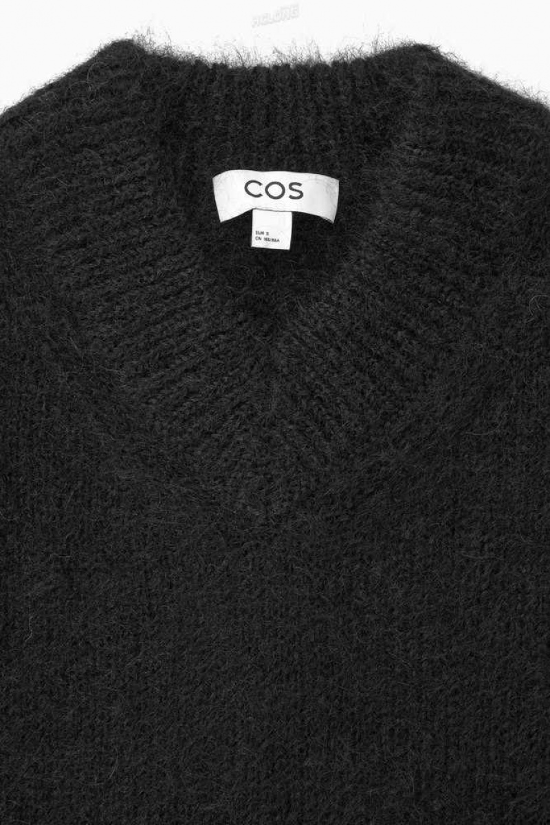 COS Cropped V-Neck Mohair Jumper Strickwaren Damen | 7810-TVXIB