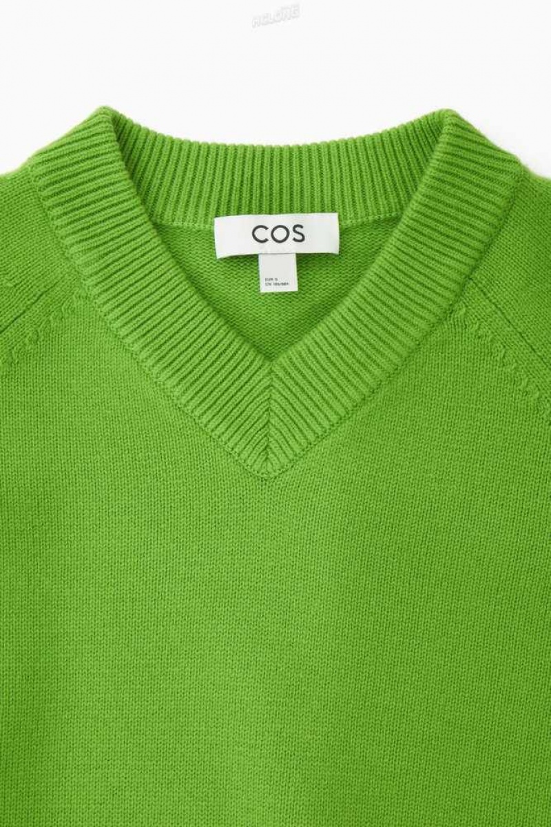 COS Cropped V-Neck Wolle Jumper Strickwaren Damen | 9325-XIFAT