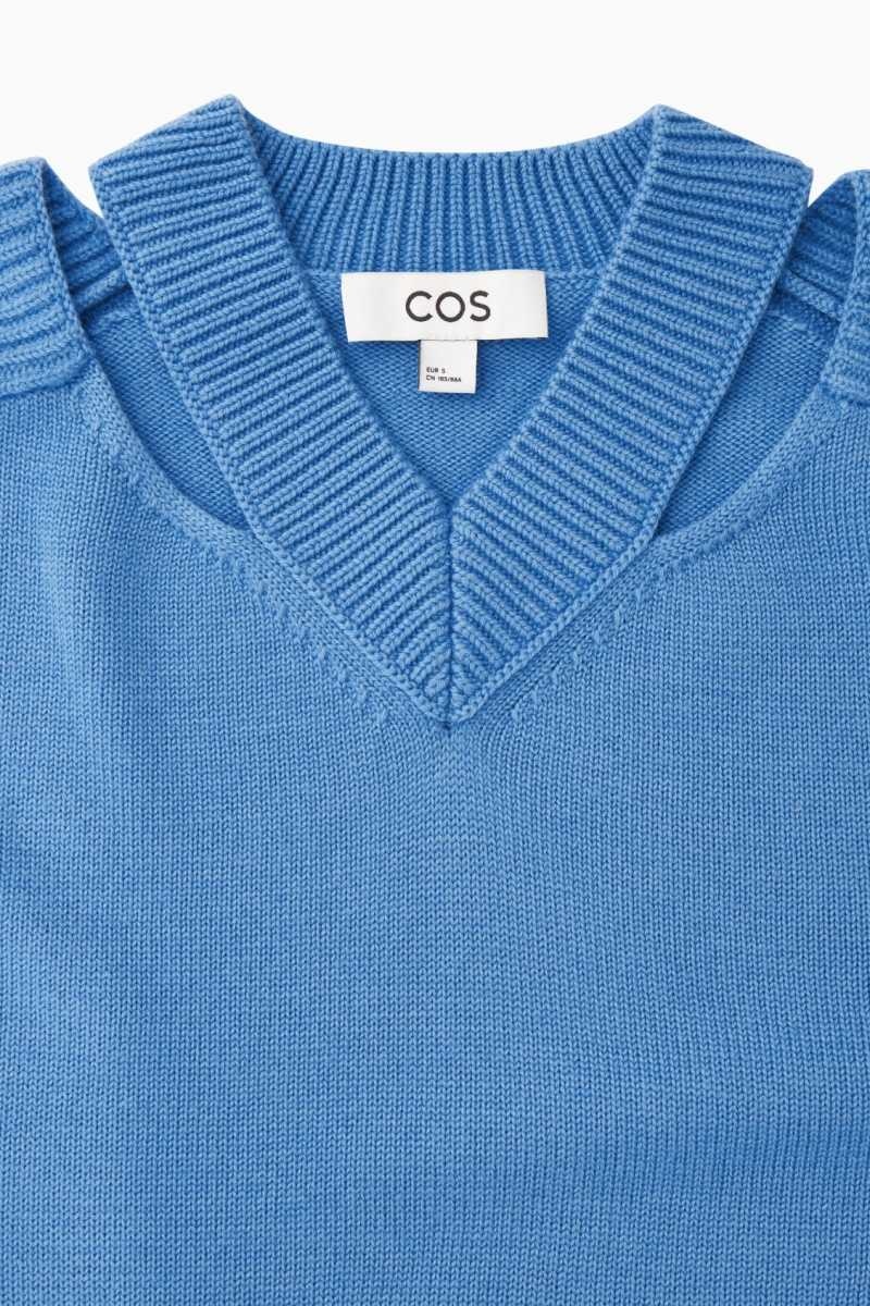 COS Deconstructed Wolle Pullover Damen Blau | 1570-ITQZF