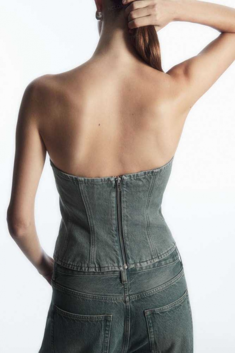 COS Denim Bustier Oberteile Damen | 1295-VWCHK