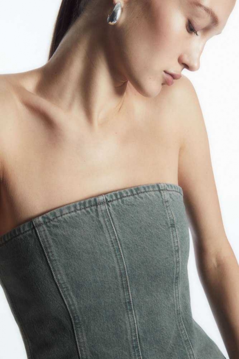 COS Denim Bustier Oberteile Damen | 1295-VWCHK