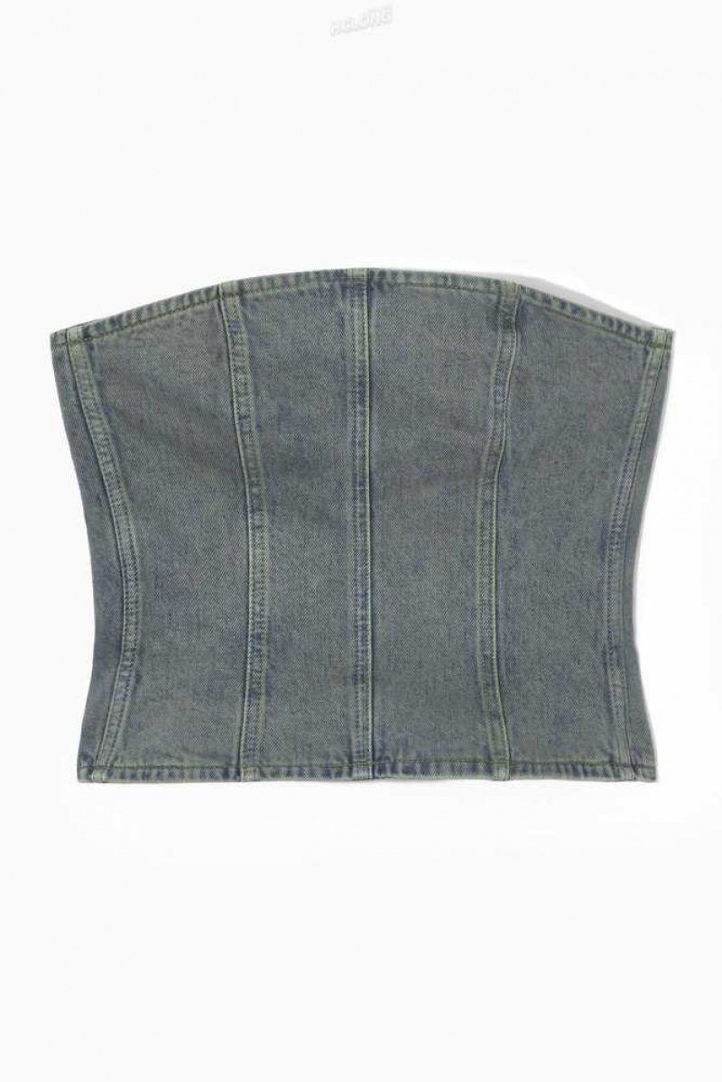 COS Denim Bustier Oberteile Damen | 1295-VWCHK