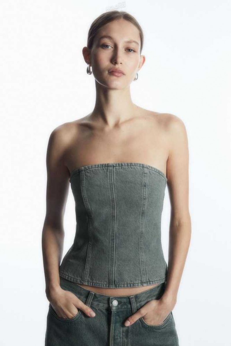 COS Denim Bustier Oberteile Damen | 1295-VWCHK