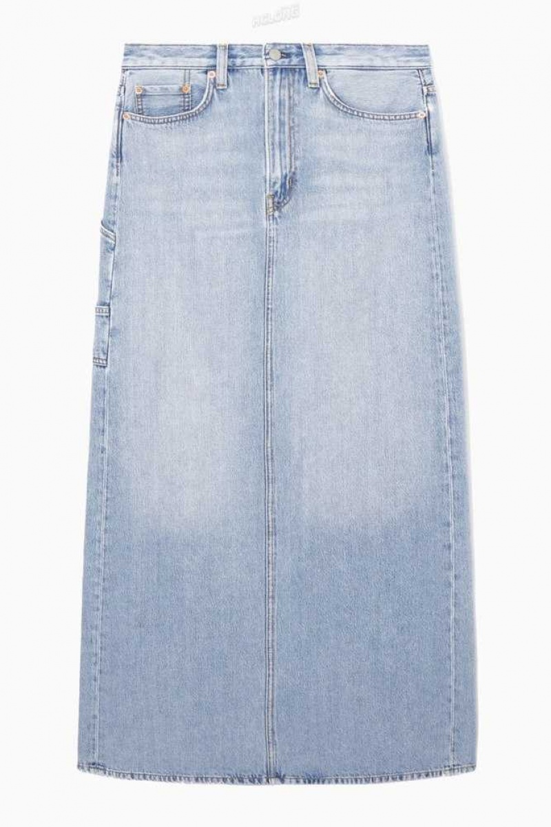 COS Denim Maxi Skirt Röcke Damen | 0573-GMWLQ