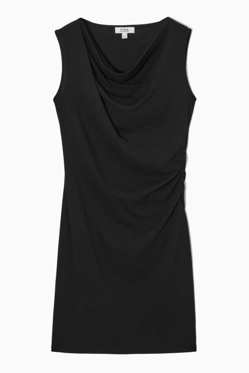 COS Draped Ärmellose Kleid Damen Schwarz | 2417-GACNF