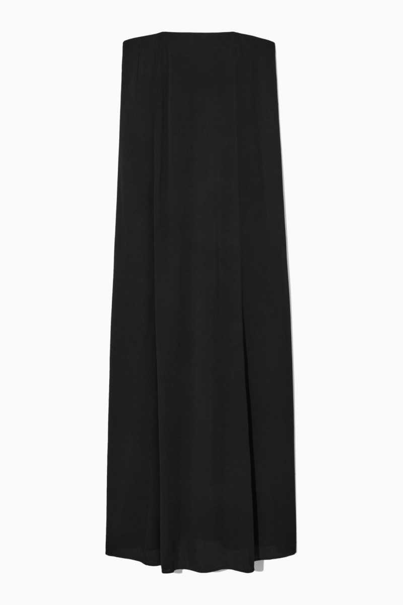 COS Falten Bandeau Maxi Kleid Damen Schwarz | 0258-MJXLA