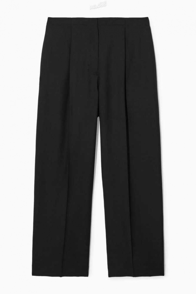 COS Falten Weite-Leg Wolle Pants Hose Damen | 4789-HJWKF