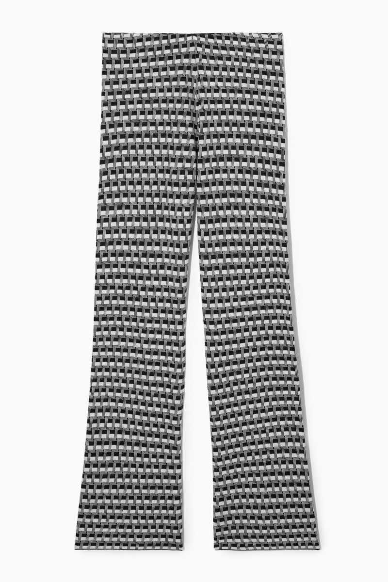 COS Flared Checked Jacquard-Knit Hose Damen Schwarz | 3219-QKYHM