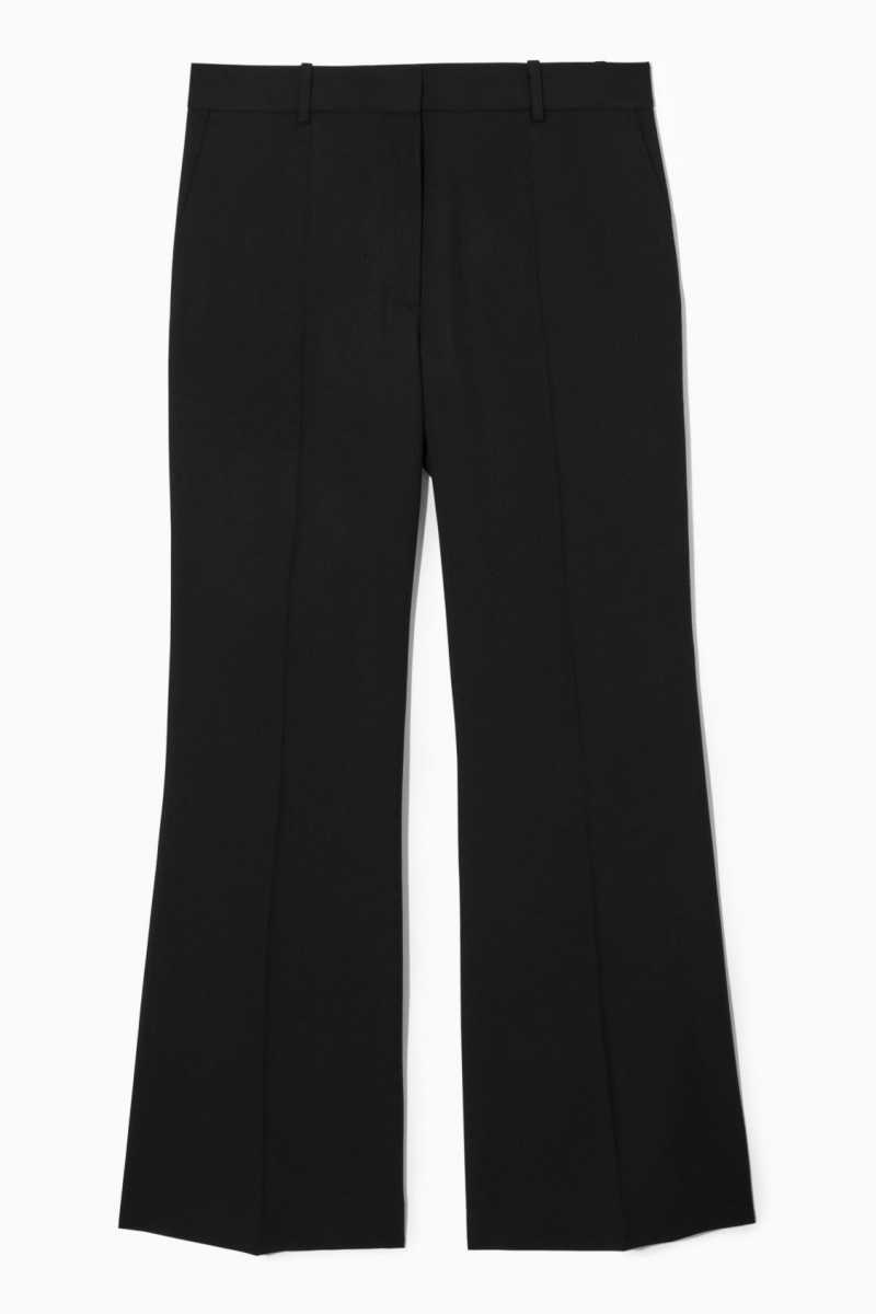 COS Flared Wolle Hose Damen Schwarz | 2185-YUBLA