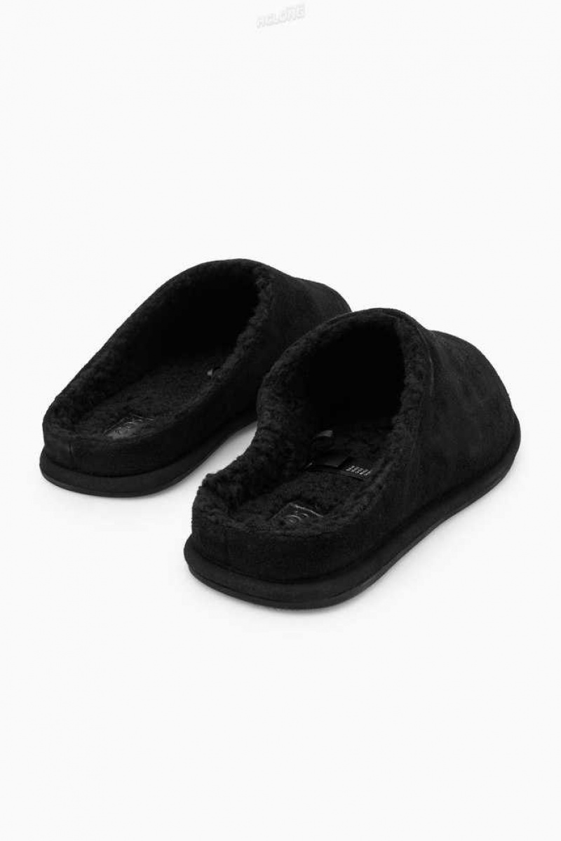 COS Fleece-Gefütterte Wildleder Slippers Hausschuhe Herren | 7105-QSIDL