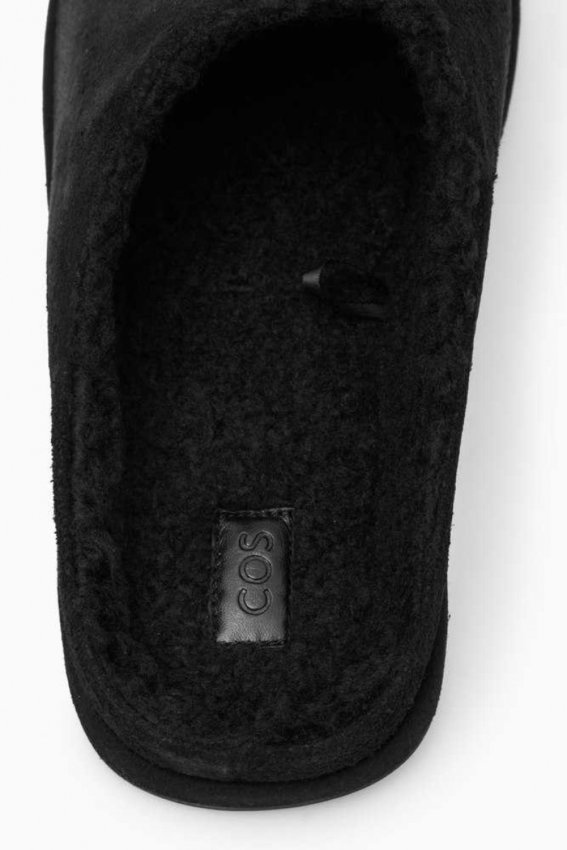 COS Fleece-Gefütterte Wildleder Slippers Hausschuhe Herren | 7105-QSIDL