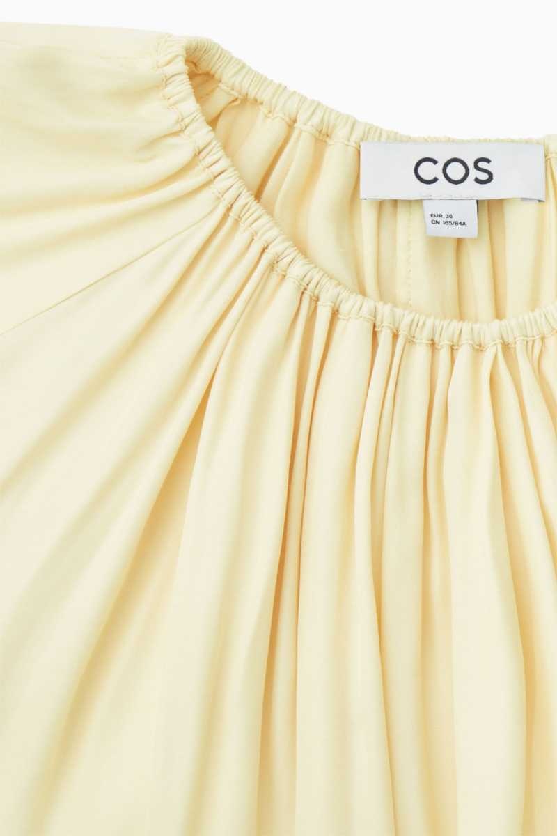 COS Floaty Gathered Midi Kleid Damen Gelb | 4981-FNGPQ