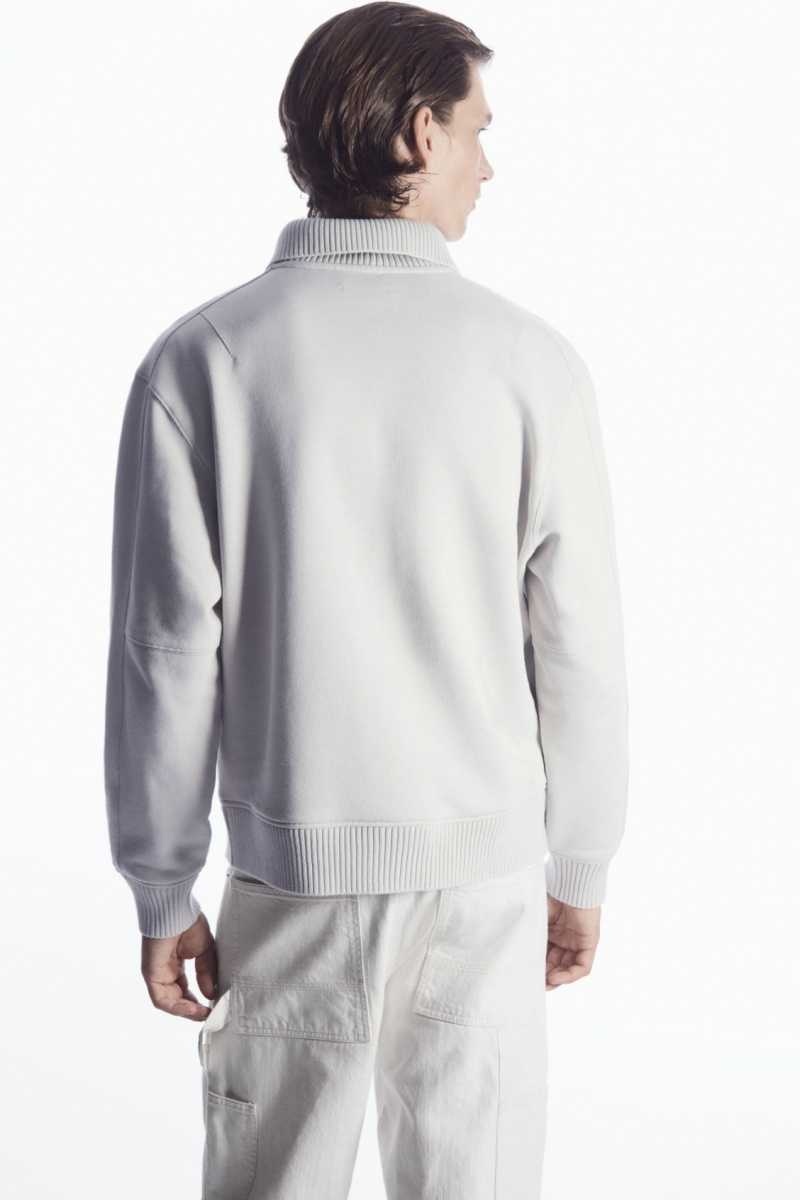 COS Funnel-Neck Half-Zip Sweatshirts Herren Grau | 4690-GLNMO