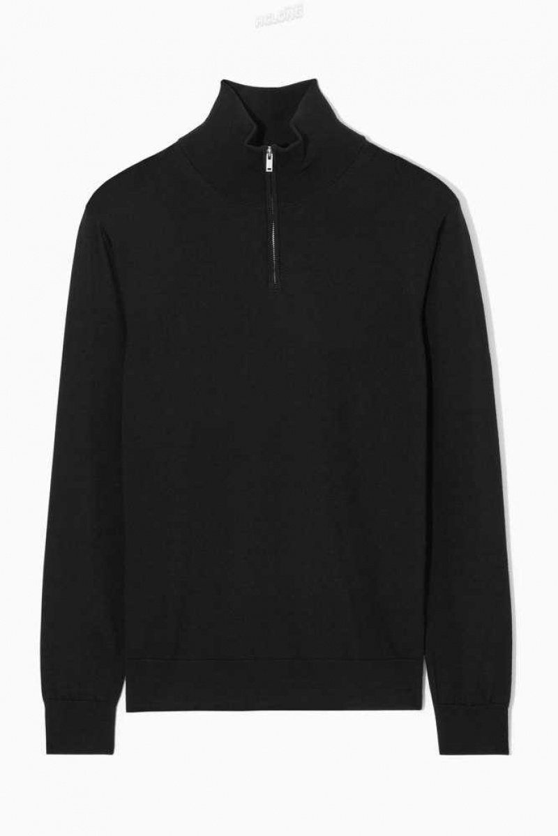 COS Funnel-Neck Wolle Half-Zip Jumper Strickwaren Herren | 6475-ZURGS