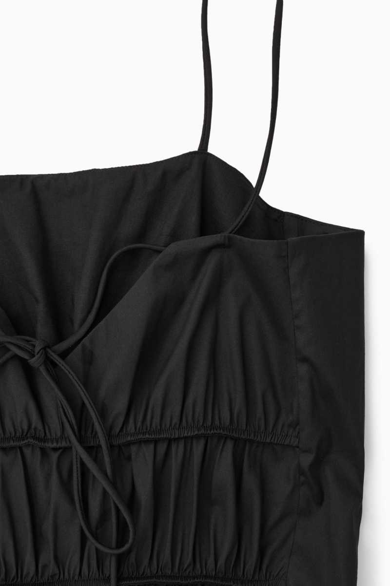 COS Gathered Bustier Midi Kleid Damen Schwarz | 5871-TYEMH