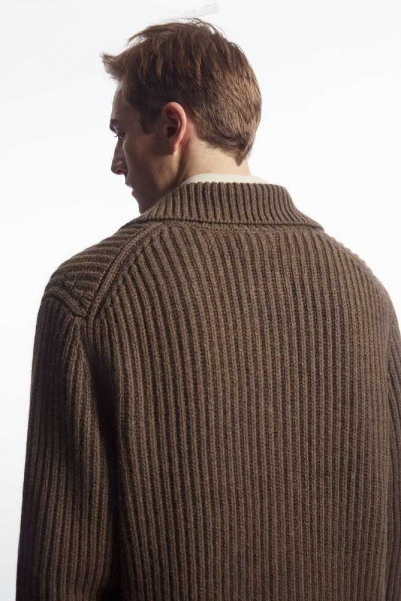 COS Gerippt Alpaca-Blend Cardigan Strickwaren Herren | 3014-OHXZV