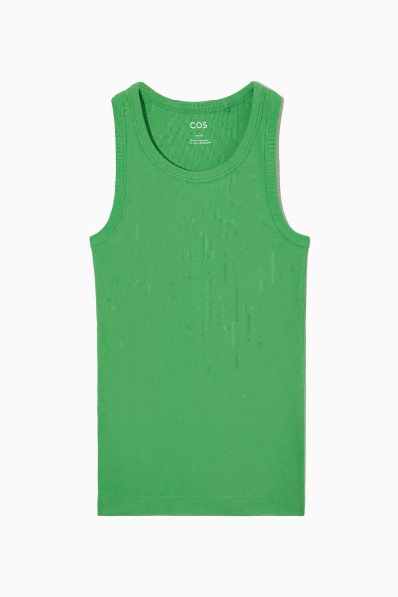 COS Gerippt Tanktop Damen Grün | 5206-QDLZO