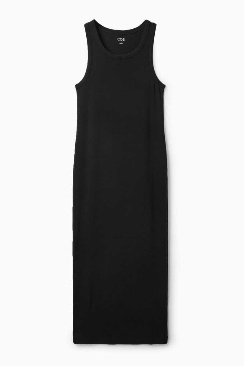 COS Gerippt Tube Kleid Damen Schwarz | 8613-VIUGJ