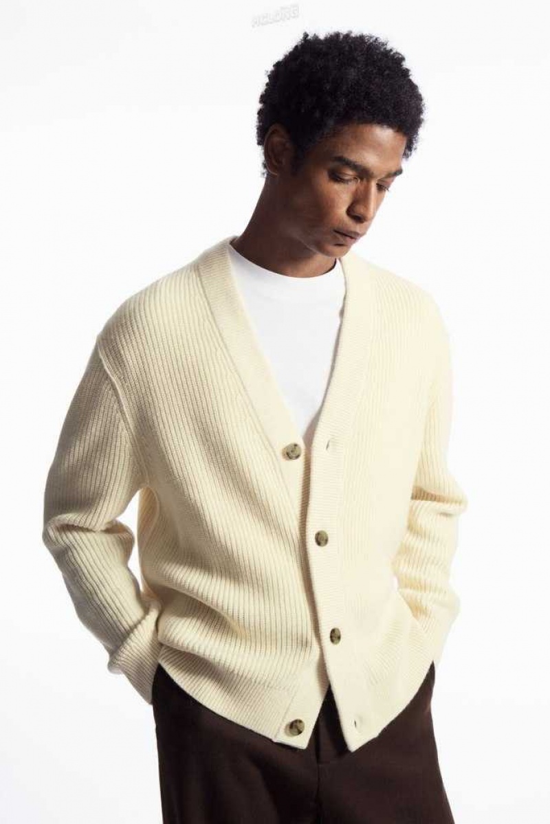 COS Gerippt Wolle And Cashmere Cardigan Strickwaren Herren | 8061-PVXUY