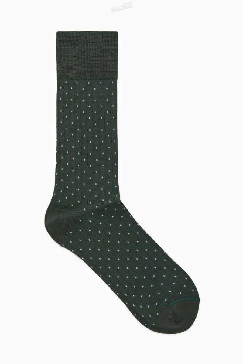 COS Gestreift Pin-Dot Mercerised Baumwoll Socks Socken Herren | 0593-LCEQP