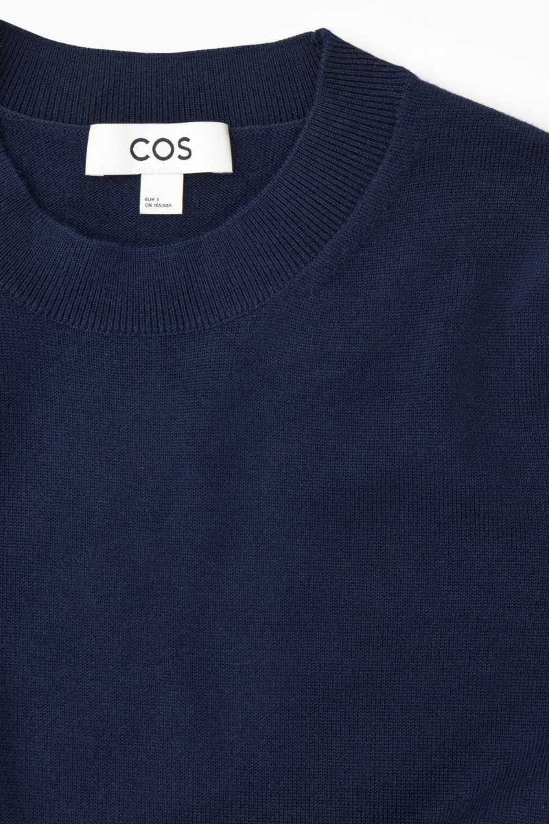 COS Handkerchief-Hem Merino Wolle Midi Kleid Damen Navy | 4107-FOVCB