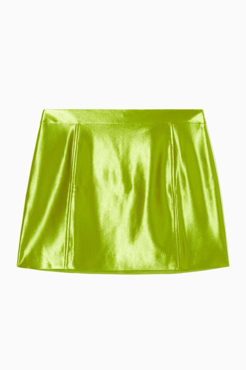 COS High-Shine Satin Mini Röcke Damen Grün | 2198-LSDMP