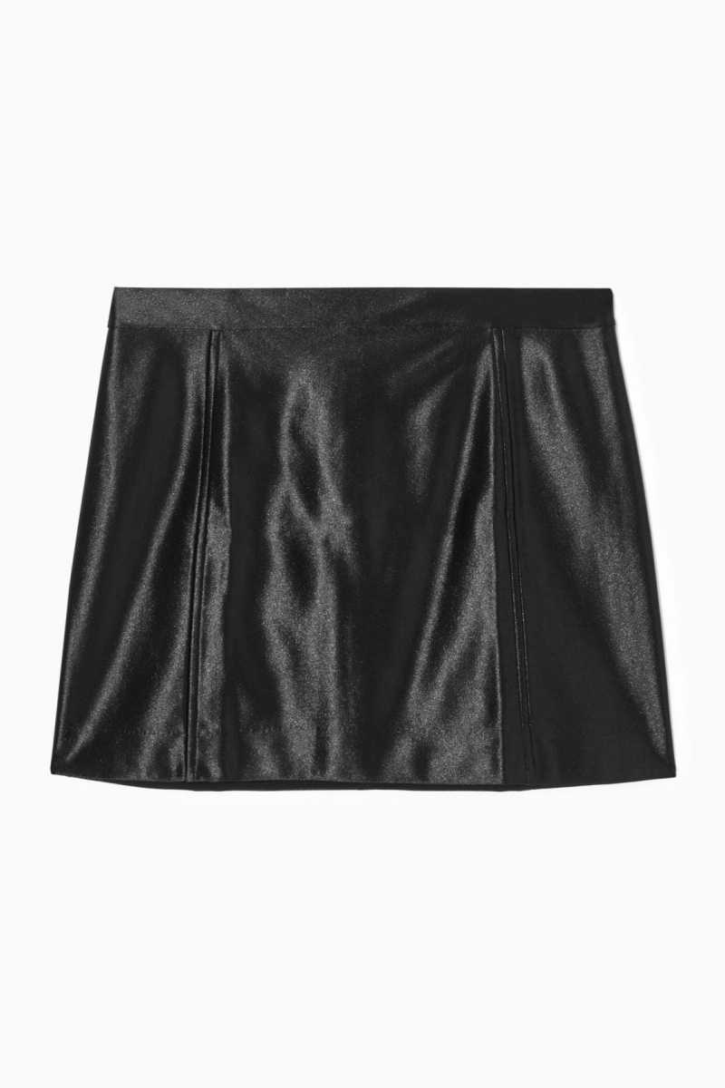 COS High-Shine Satin Mini Röcke Damen Schwarz | 9270-CUQVH