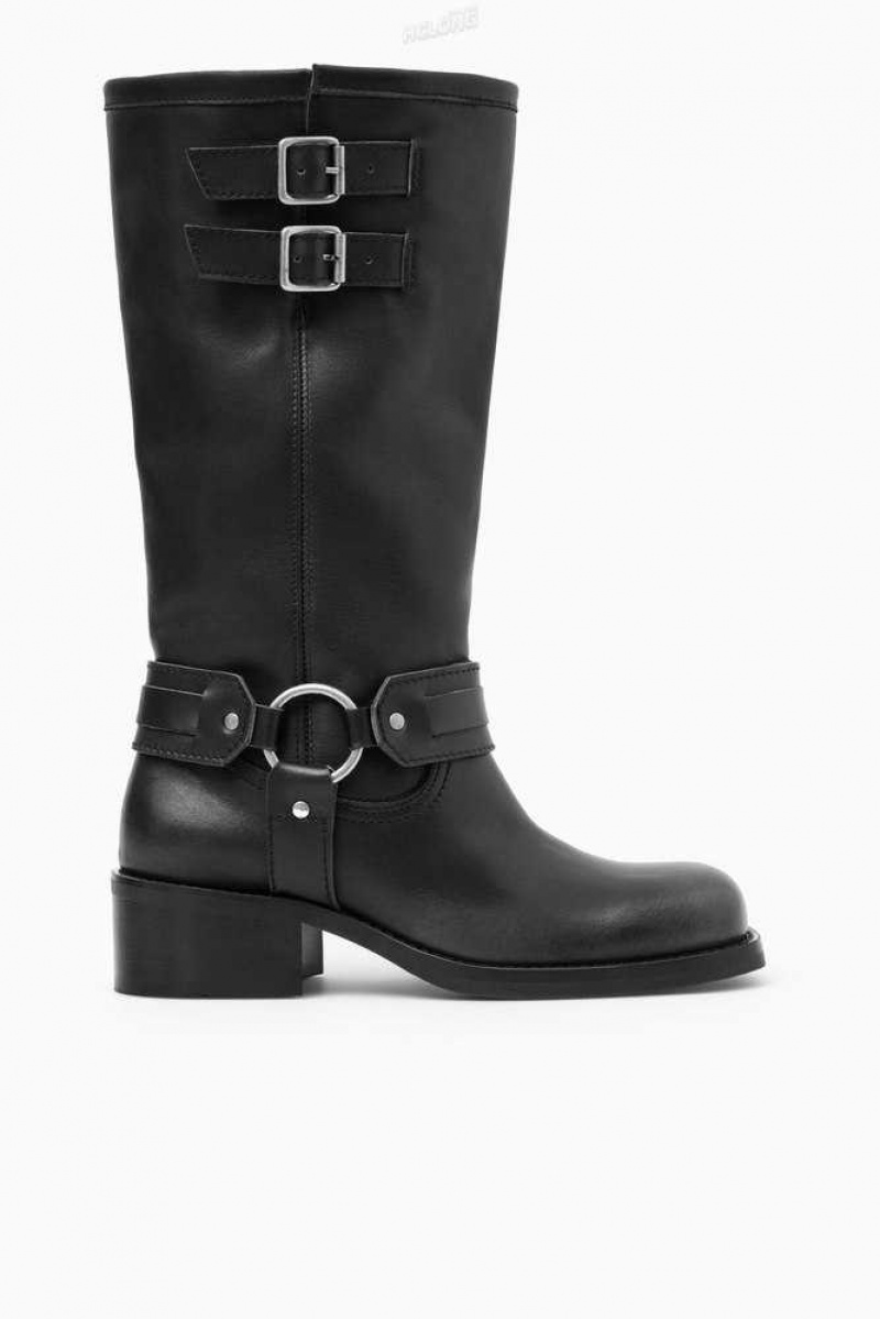 COS Leder Biker Boots Stiefel Damen | 7349-WOYNT