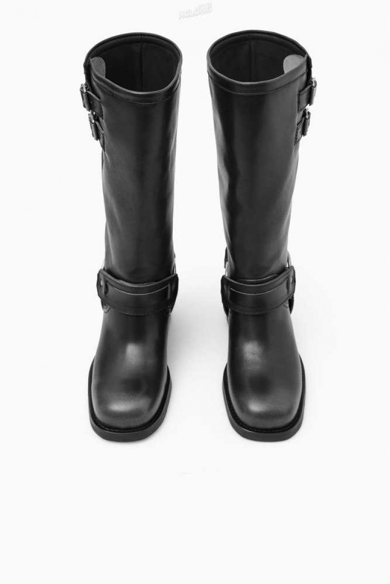 COS Leder Biker Boots Stiefel Damen | 7349-WOYNT