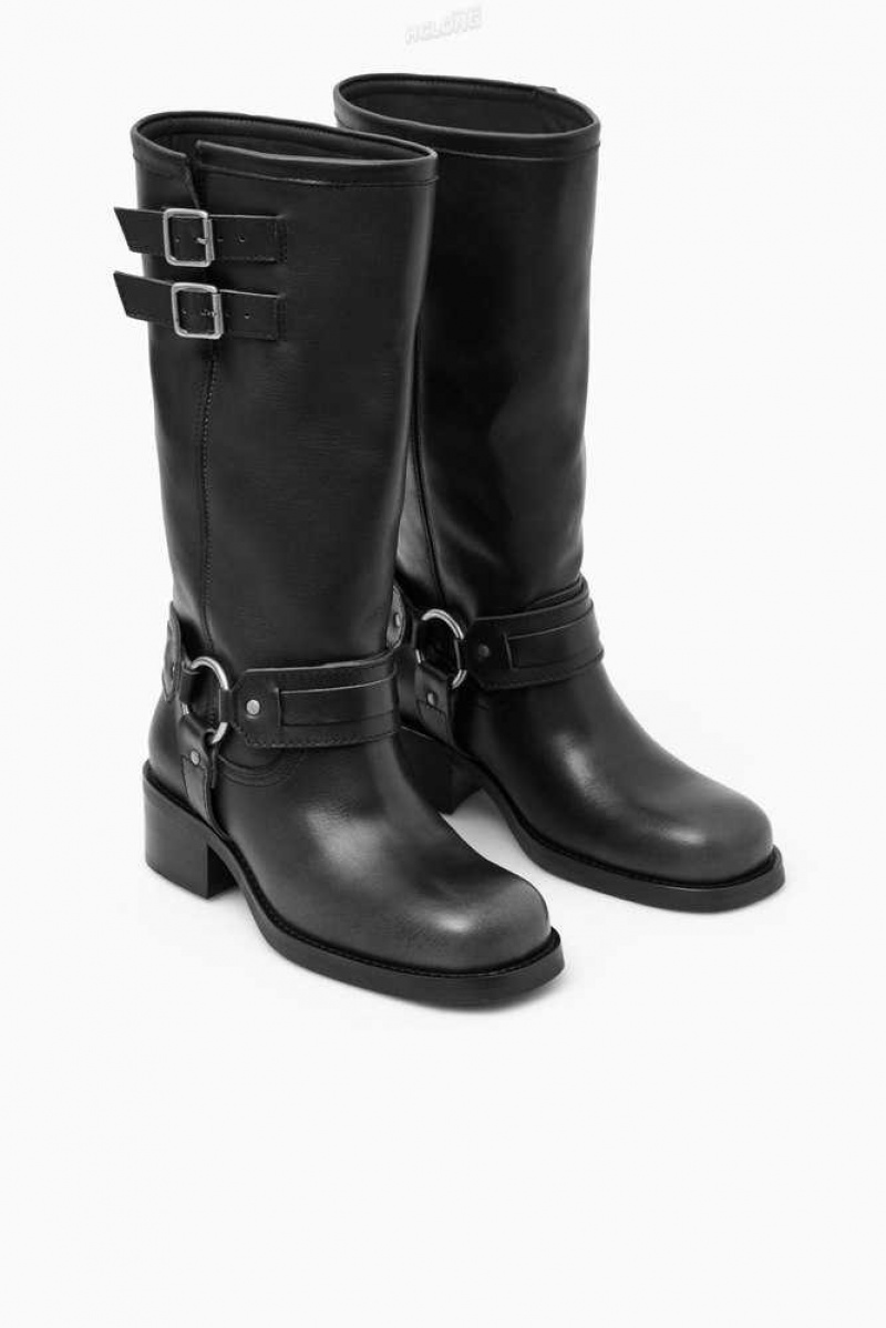 COS Leder Biker Boots Stiefel Damen | 7349-WOYNT