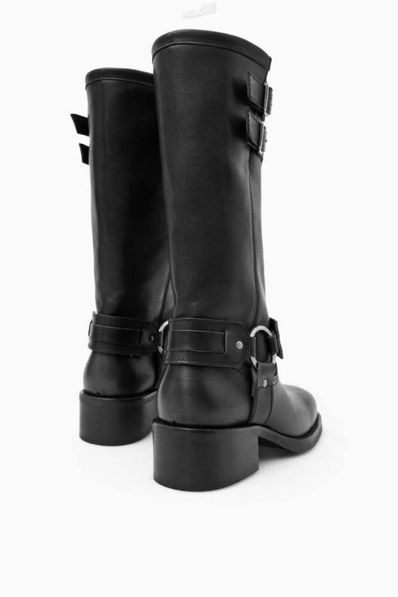 COS Leder Biker Boots Stiefel Damen | 7349-WOYNT