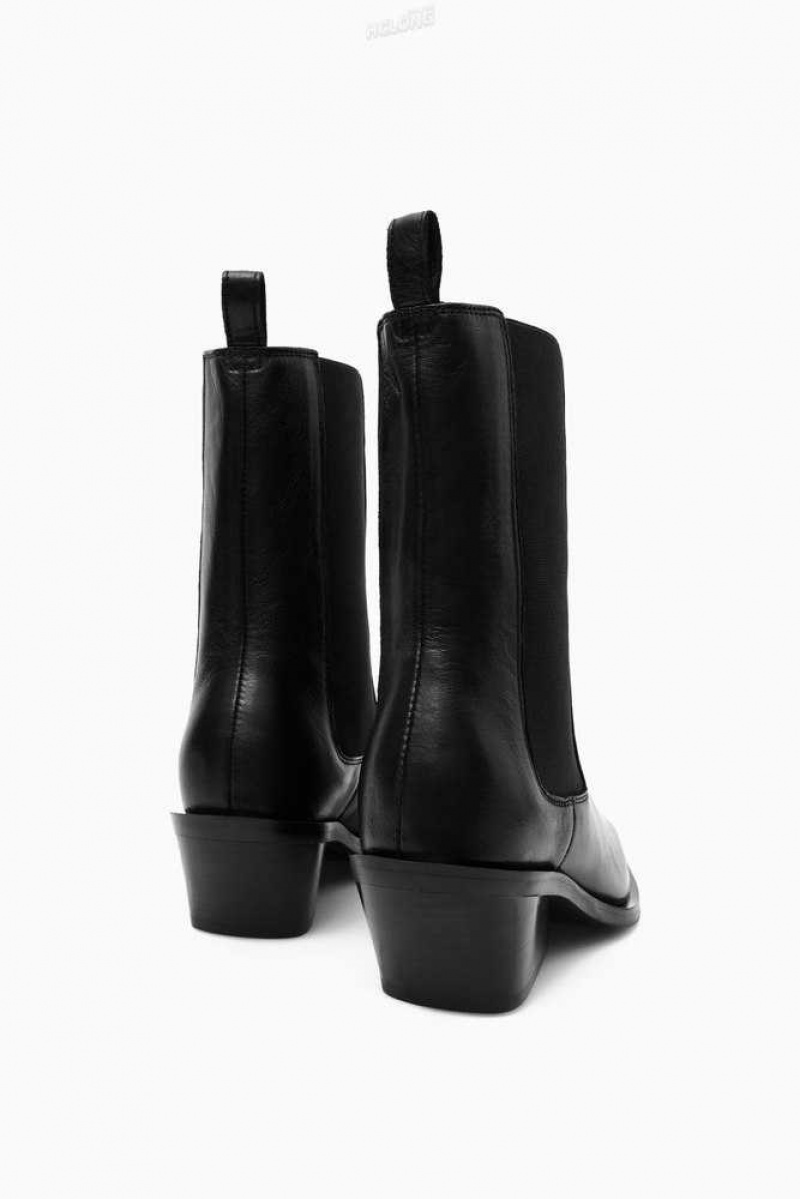 COS Leder Cowboy Chelsea Boots Stiefel Damen | 3649-ZEIWP