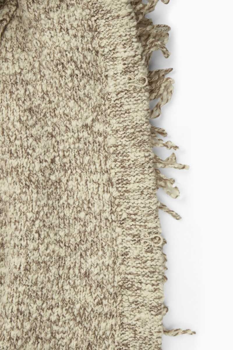 COS Loop-Knit Wolle Jacken Damen Beige Weiß | 3172-CBNEO