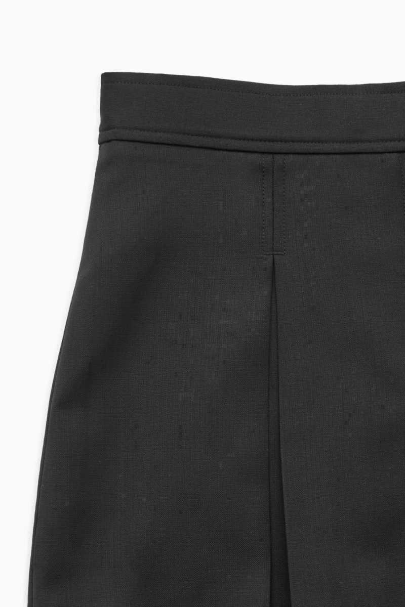 COS Low-Rise Falten Wolle Mini Röcke Damen Schwarz | 7635-SBTJW