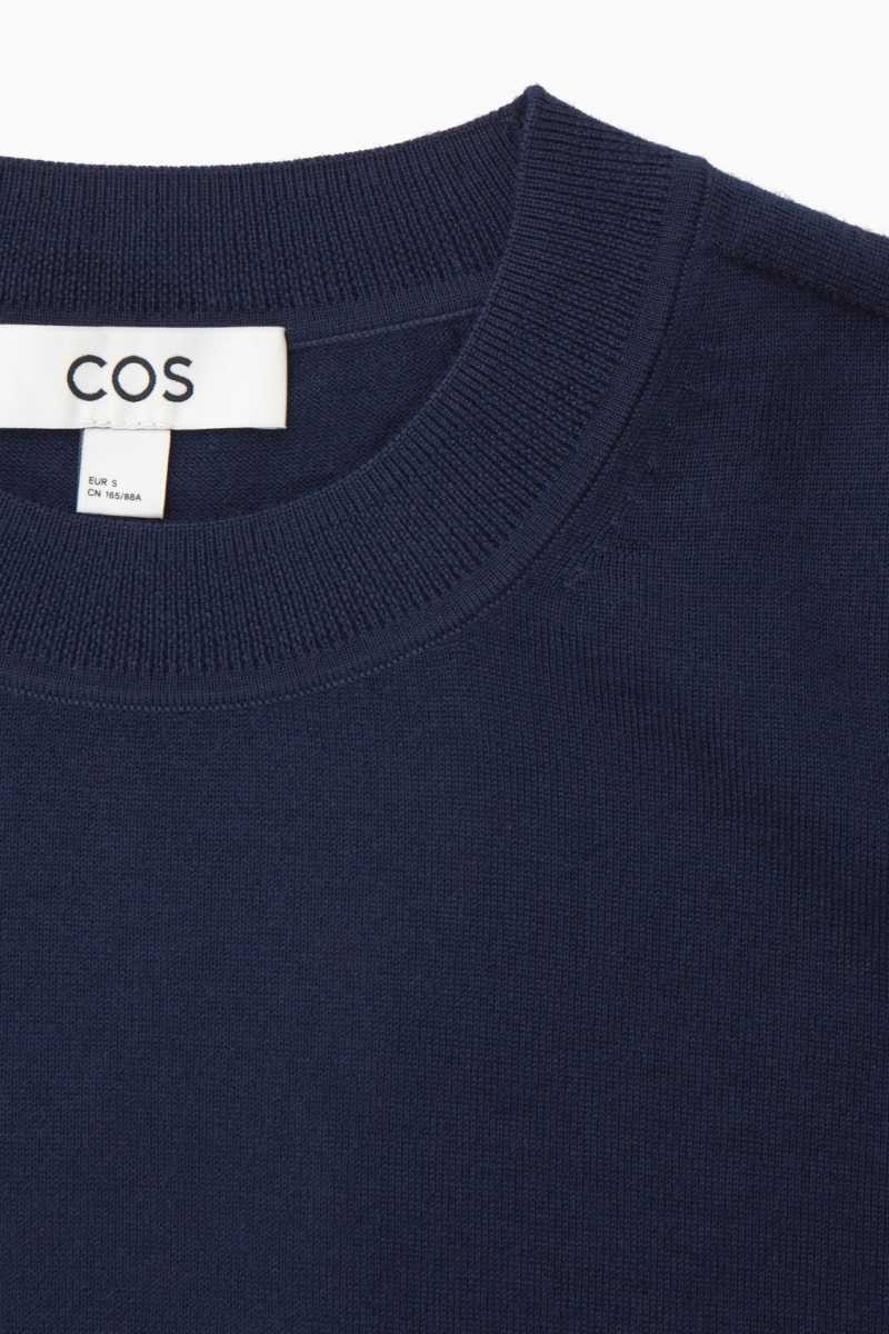 COS Merino Wolle Pullover Damen Navy | 3561-EJXMN