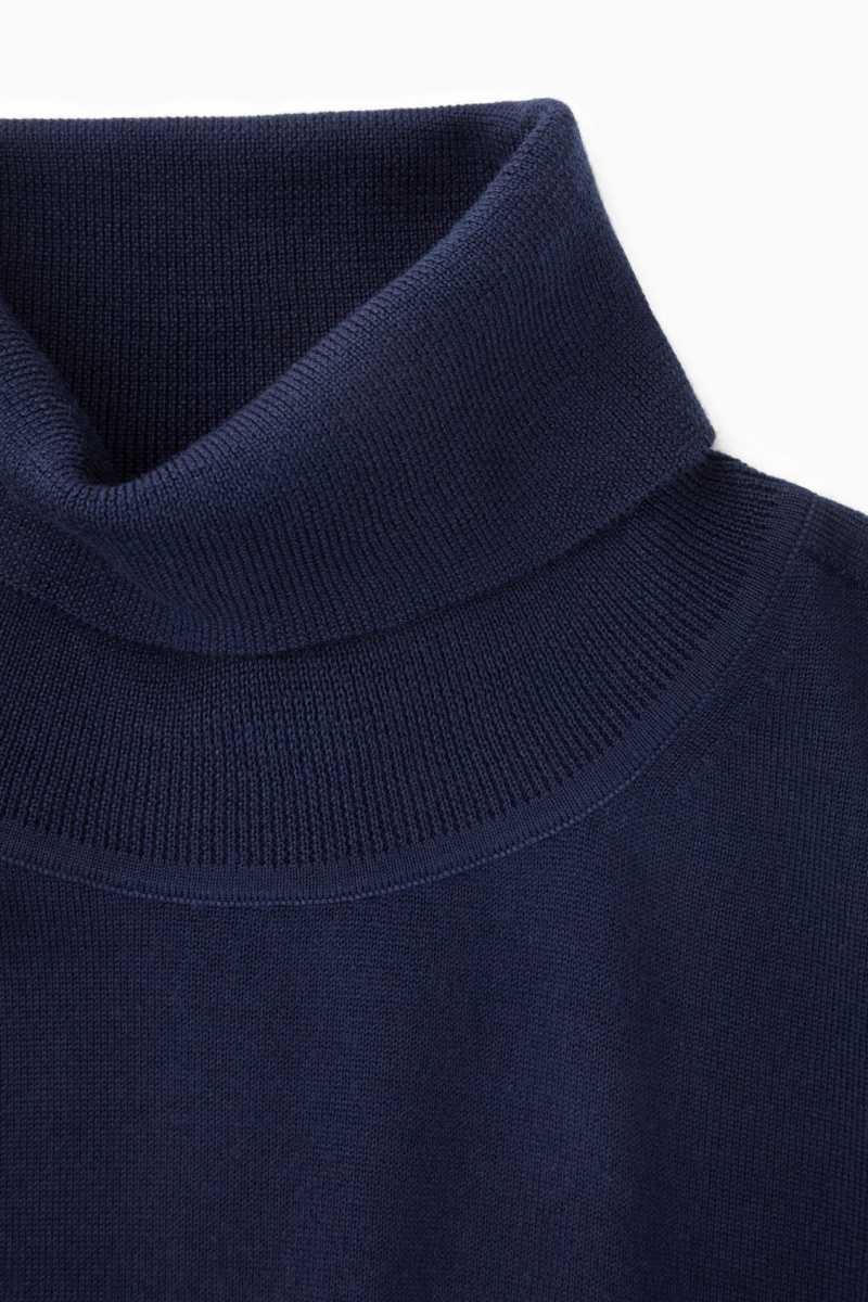 COS Merino Wolle Roll-Neck Pullover Damen Navy | 2953-JTAKE