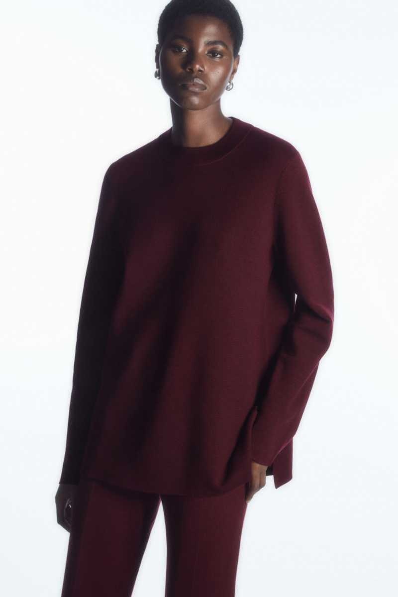 COS Milano-Knit Pullover Damen Bordeaux | 2391-OTUHL