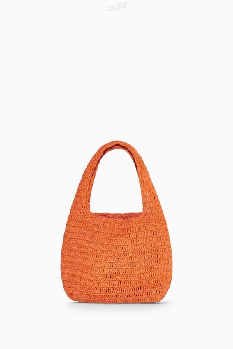 COS Mini Raffia Shoulder Bag Taschen Damen Orange | 1975-PZVAN