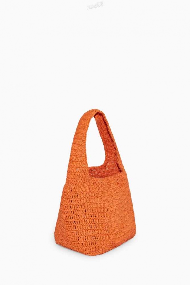 COS Mini Raffia Shoulder Bag Taschen Damen Orange | 1975-PZVAN