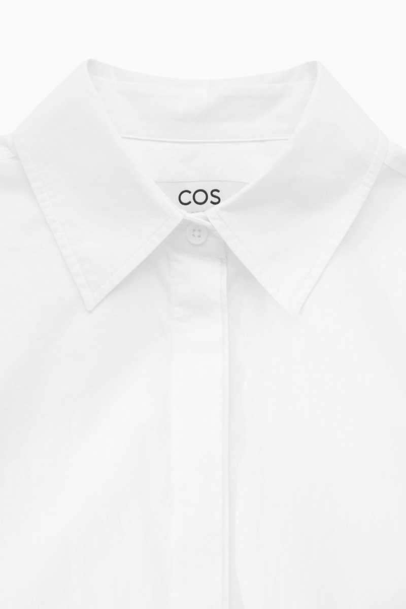 COS Minimal Concealed-Placket Hemd Damen Weiß | 0965-NAEUT