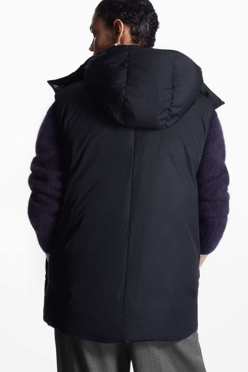 COS Mit Kapuze Ärmellose Puffer Jacken Damen Navy | 8162-JQTSO