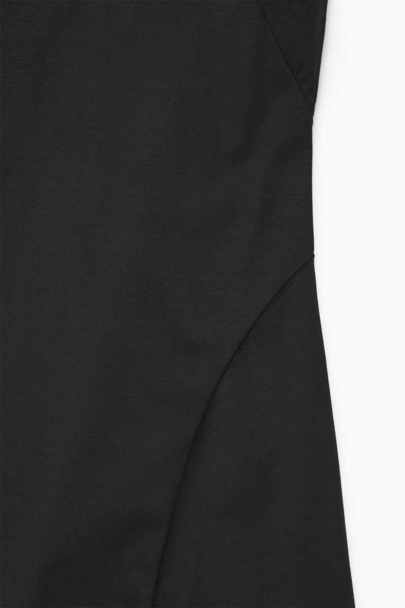 COS Off-The-Shoulder Asymmetric Midi Kleid Damen Schwarz | 8127-SYGDE