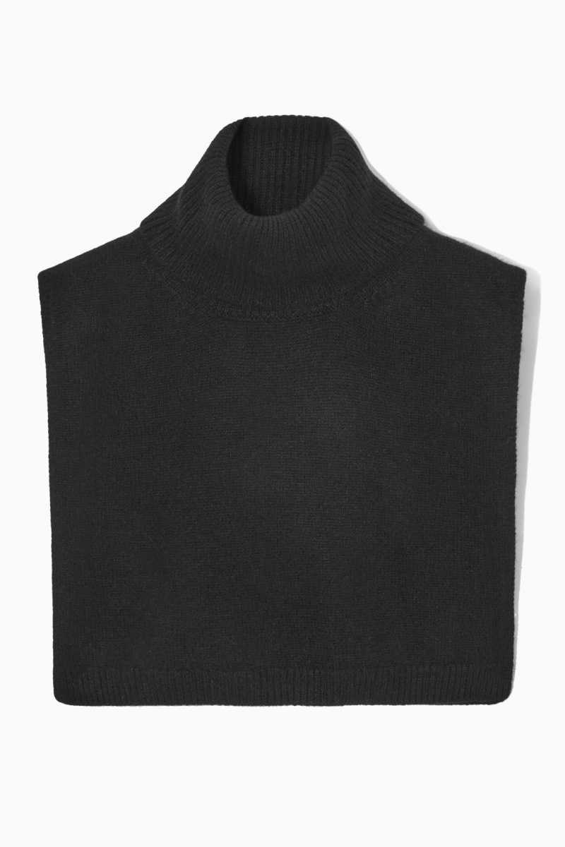 COS Open-Side Cashmere-Blend Roll-Neck Tank Weste Damen Schwarz | 9013-PISQB