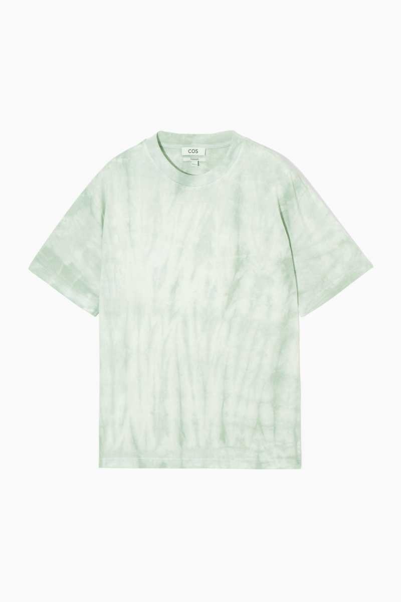 COS Oversized-Dye T-shirts Herren Hellgrün Weiß | 8745-AJIPE