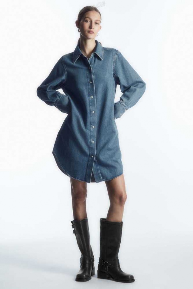 COS Oversized Denim Mini Shirt Kleider Kleid Damen | 3150-MWTBI