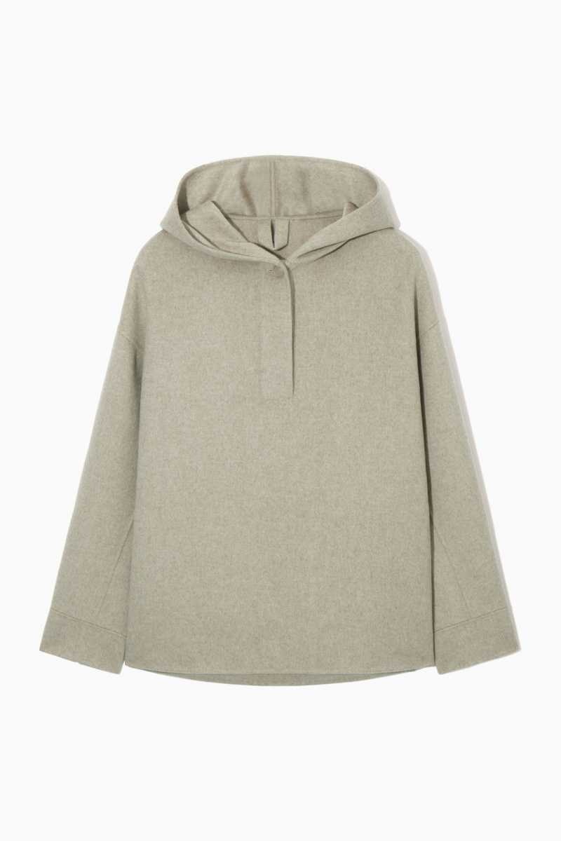 COS Oversized Double-Faced Wolle Hoodie Damen Hellbeige | 8435-AQMJH